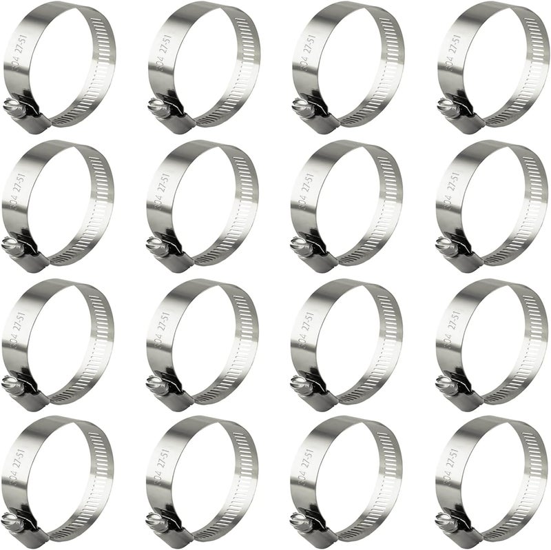 ZIPCCI Hose Clamp, 1-2 Inch Worm Gear Hose Clamps Stainless Steel for Fuel Line, Pipe, Radiator, Tube and Fuel Line, 27-51mm (16pack) - Image 1